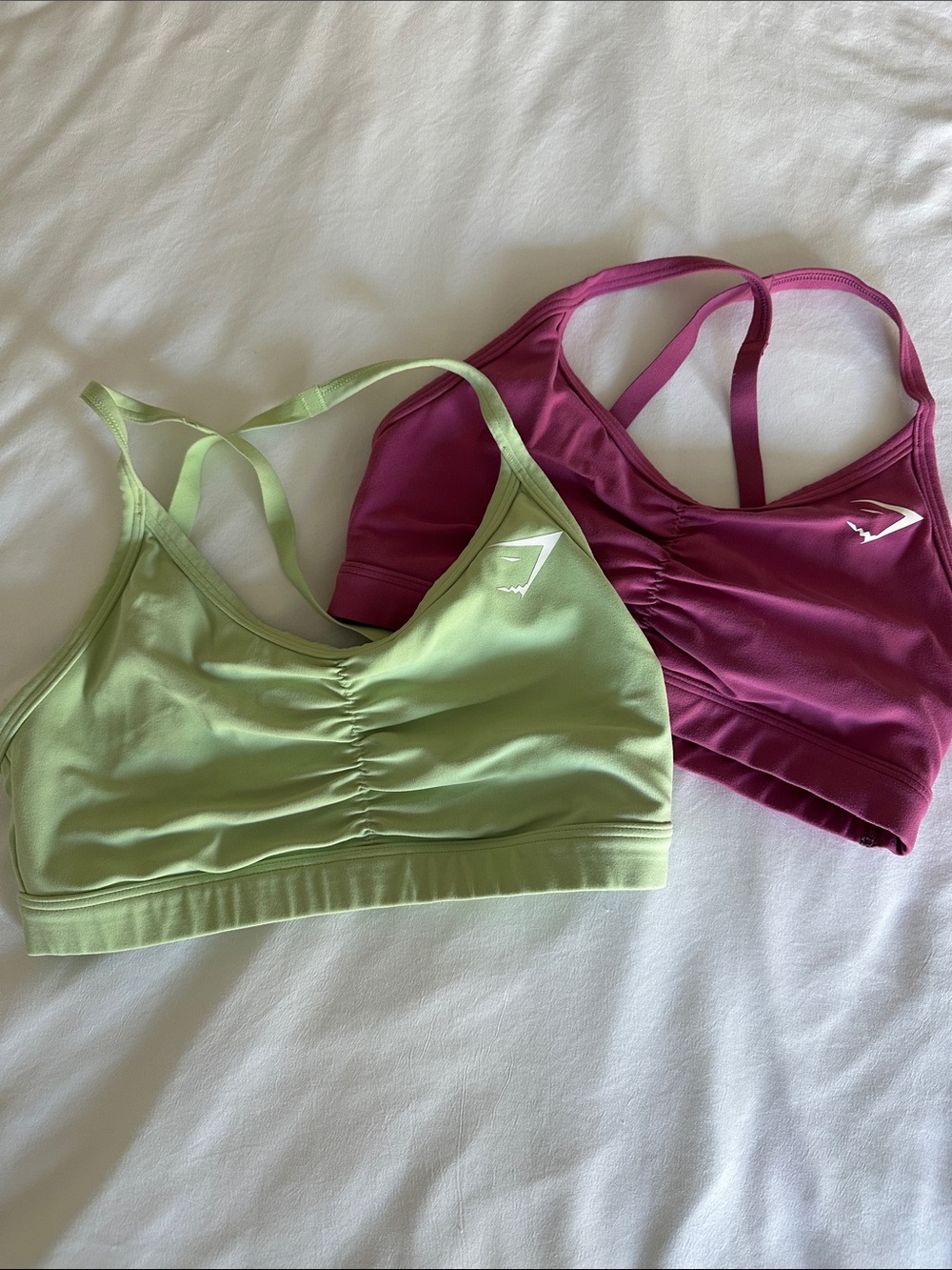 Gymshark Racerback Sports Bras in Lime Green & Berry